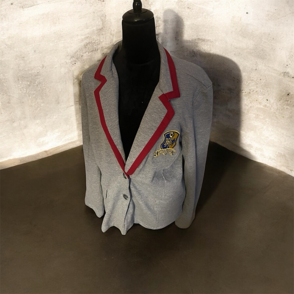 Gray  casual Blazer with Red Trim, XXL (junior fit)